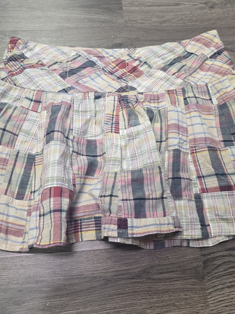 Joe Benbasset Plaid Patchwork Mini Skort in Pink, Blue & Cream